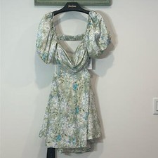 ASTR THE LABEL REVOLVE CLARITA FLORAL CUTOUT PUFF SLEEVE MINI DRESS XL NEW