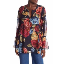 NWT Show Me Your Mumu Flowy Tunic Blouse Top Floral Long Sleeves Sz XS