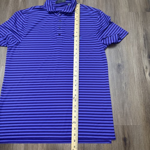 G/Fore Mens LARGE Blue Purple Polo Shirt Tiburon Naples Performance Golf Striped - Picture 8 of 10
