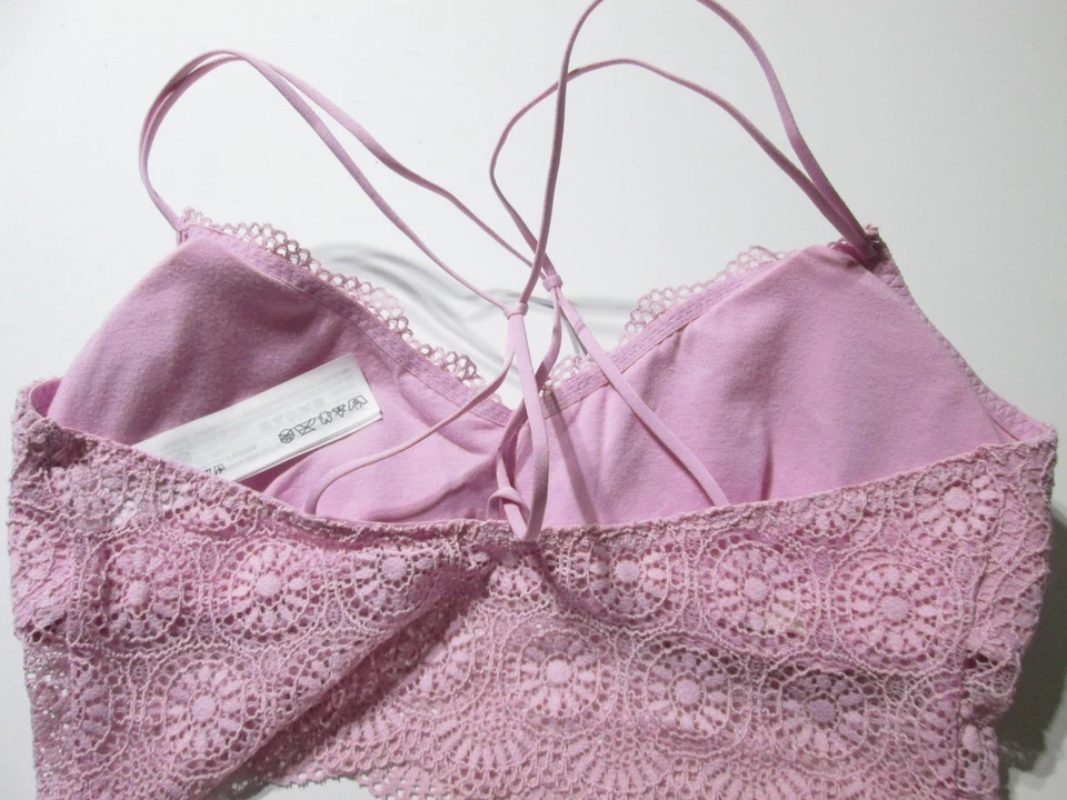 Бюстгальтер Hollister размер M розовый беспроводной с подкладкой через плечо пуловер бюстгальтер кружевной цветочный - Изображение 2 из 4