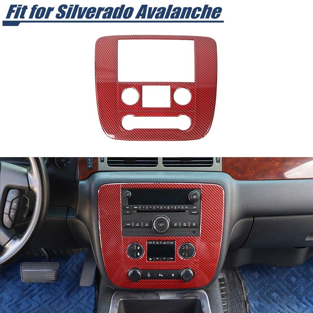 ABS Red Carbon Navigation CD Console Cover Trim For Suburban Tahoe SIERRA 07-13