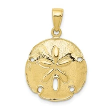 Real 10kt Yellow Gold Sand Dollar Pendant
