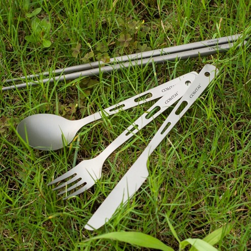 Ensemble De Vaisselle En Titane Portable Trois-en-un Couteau ... - Alibaba