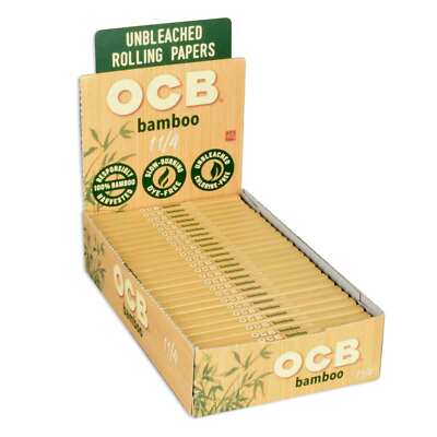 OCB Bamboo 1 1/4 Rolling Papers 1.25 Unbleached (Full Box of 24 Booklets)