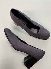 Louis Gianni Designer Grey Fabric Block Heel Squared Toe Court Shoes Size 6 39