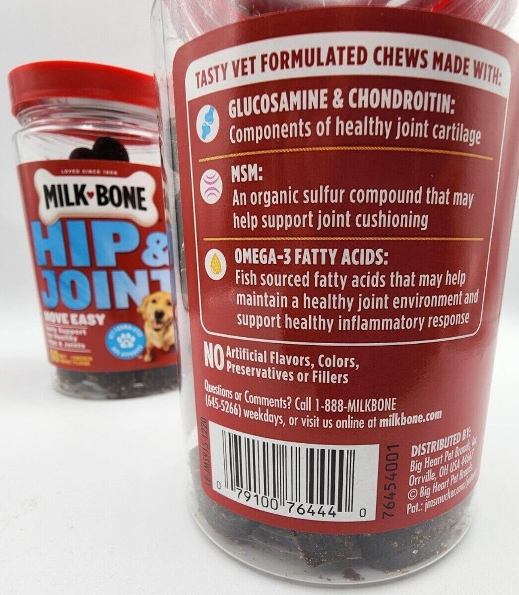 DISCONTINUED MilkBone Hip & Joint Dog Supplement 60 Count Soft Chews LOT OF 2 eBay
