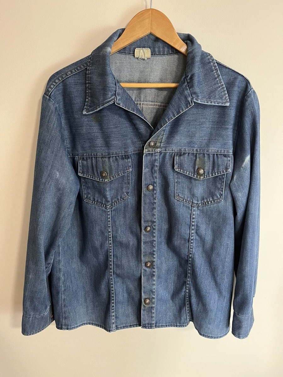 Vintage JC Penney Western Shirt Jacket Snap Denim Chambray