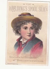 Belding Spool Silk Red Coat Straw Hat Vict Card c1880s