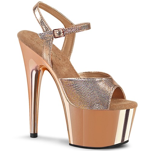 rose gold chrome ankle strap shoes 