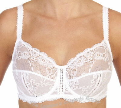 BESTFORM 12751, BÜGEL, SPITZE, HALBTRANSPARENT, UNGEPOLSTERT, VOLLSCHALEN BH, WEISS