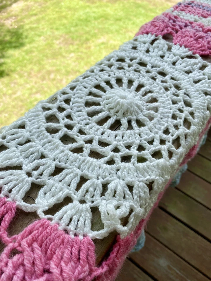 Afghan In The Round Hand Made By Barbara Sue Crochets, 34 Inch, Serenity - Image 3 of 4