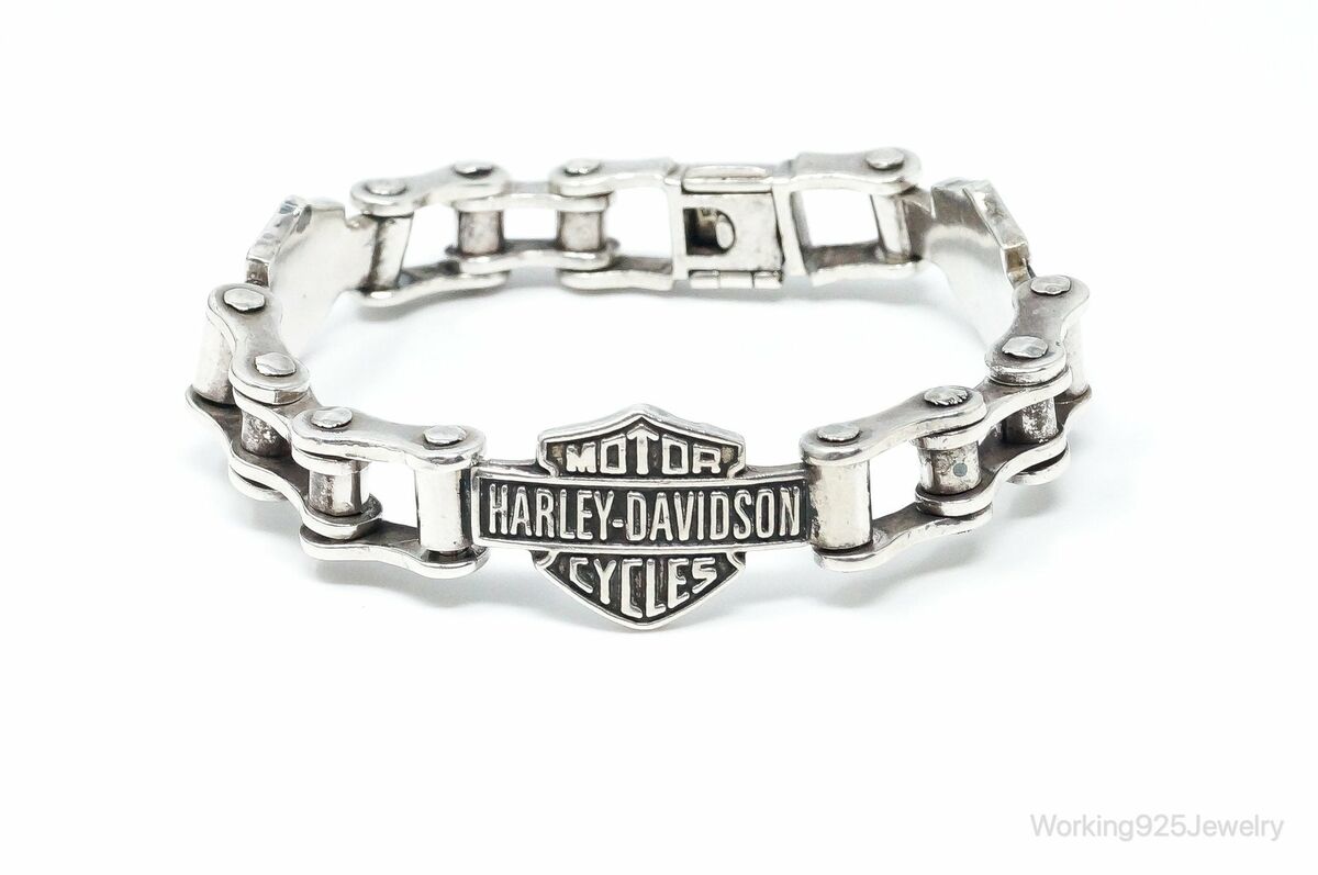 Vintage Harley Davidson Bike Chain Sterling Silver Bracelet Vintage Harley Davidson Bike Chain Sterling Silver Bracelet