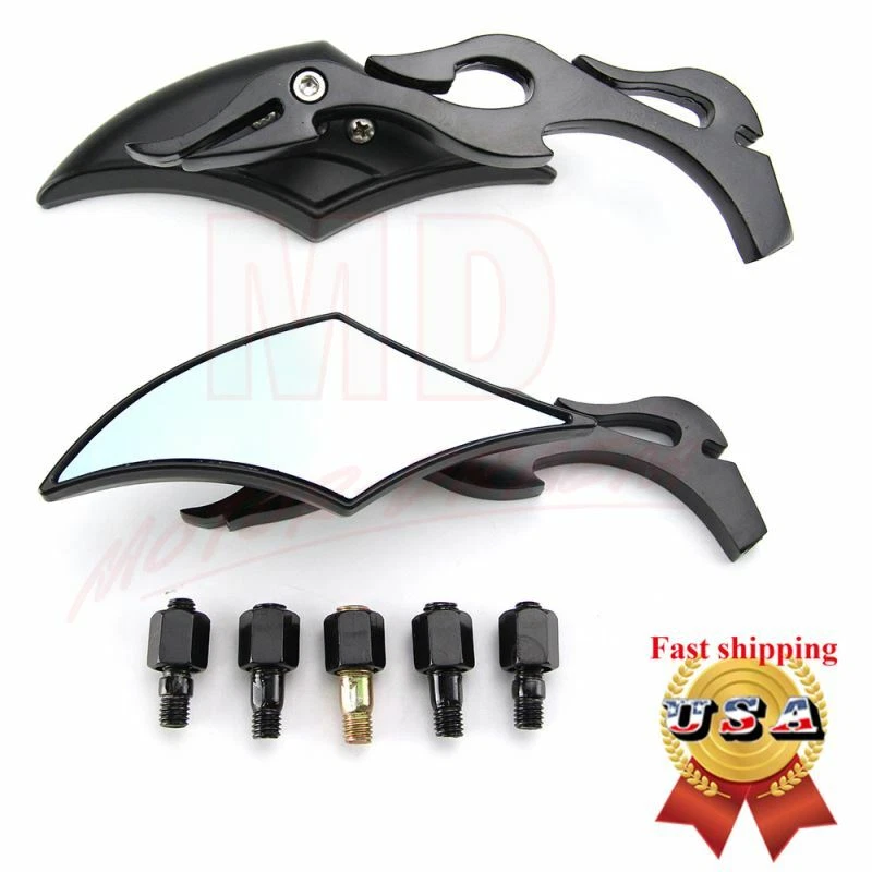 Espejos retrovisores negros para motocicleta Harley Cruiser Bobber Chopper Dyna 8-10 mm Foto 2 de 4