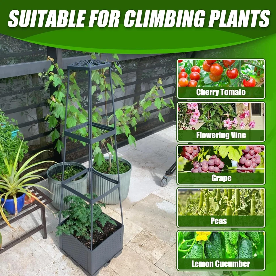 Maceta elevada jardinera con cama enrejado maceta de plástico para riego automático Foto 3 de 4