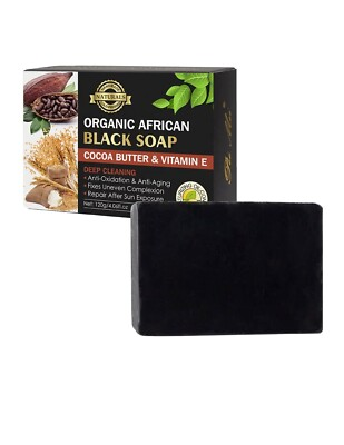 #ad Organic African Black Soap Deep Cleaning Detoxifying Effect $15.99