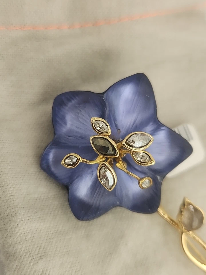 Broche Alexis Bittar púrpura lucita y cristales flor peroné increíble NUEVO CON ETIQUETAS Foto 4 de 4