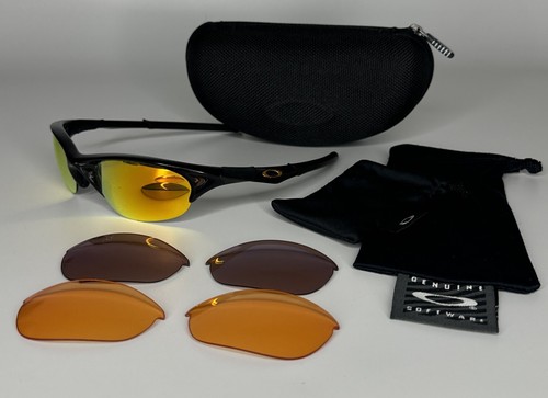 Oakley Half Jacket 1.0 Sunglasses Black/ Fire Iridium Lenses W/Accessories