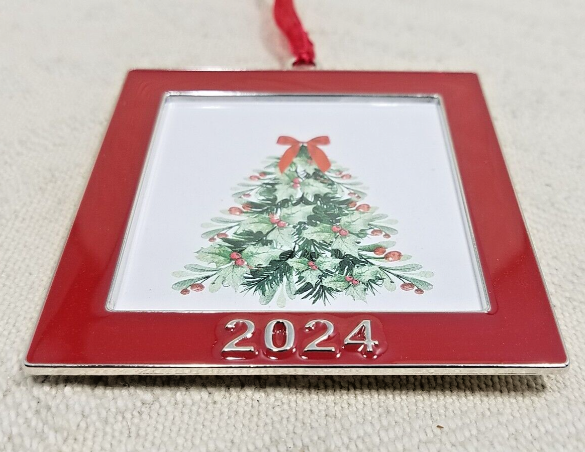 2024 CHRISTMAS TREE ORNAMENT PHOTO PICTURE FRAME ENAMEL RED