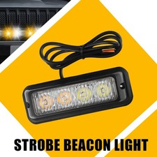 1pc 4 Led Strobe Lights Flashing Warning Beacon Yellow Amber White 12v-24v