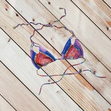 Luli Fama M reversible Zig Zag Knotted Cut Out Triangle Top   $88 retail