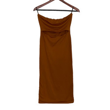 Forever 21 Mustard Strapless Cutout Midi Strapless Women's Dress Size Medium