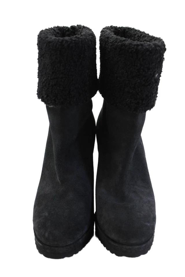 Moncler Mujeres Piel de oveja Cuña Botines Negro Talla 37.5 7.5 Foto 2 de 4