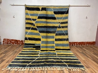 Authentic Moroccan Berber Rug   Handmade Wool Multicolor Striped Carpet 8.5x5 ft