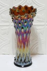 Fenton Vase April Showers Amethyst Iridescent Carnival Glass 9.5" Tall Vintage