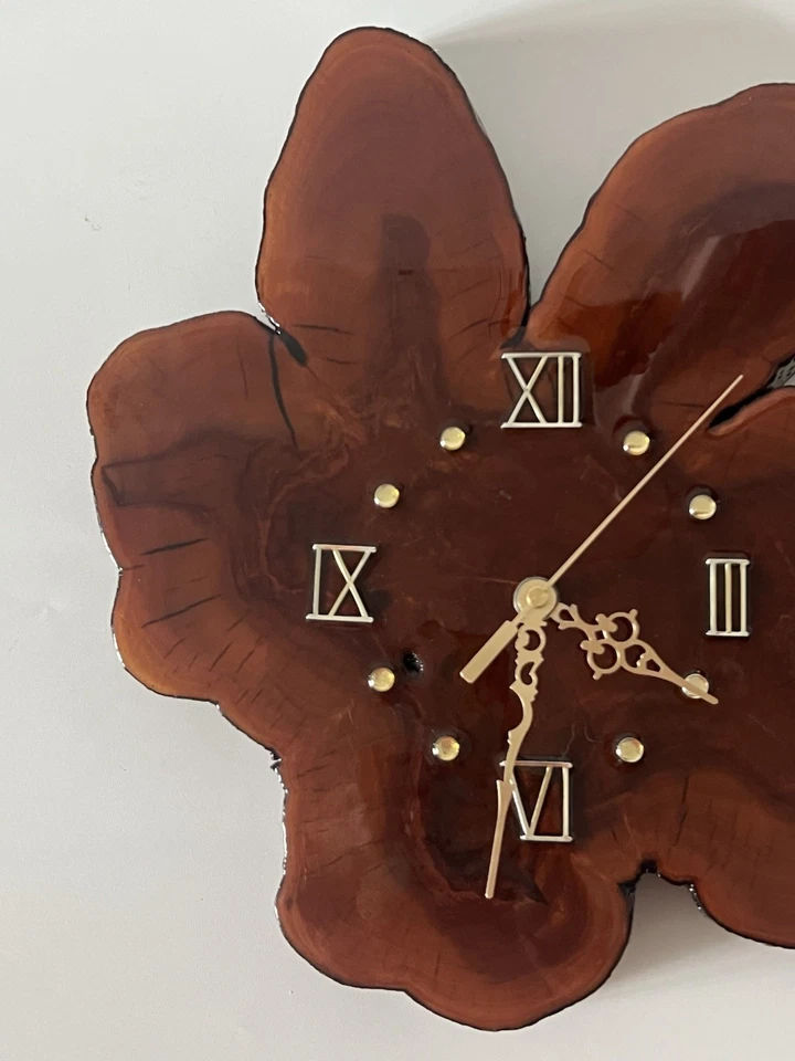 Vintage Live Edge Cypress Wall Clock Rustic Charm Mid Century Handmade 14” - Image 2 of 4