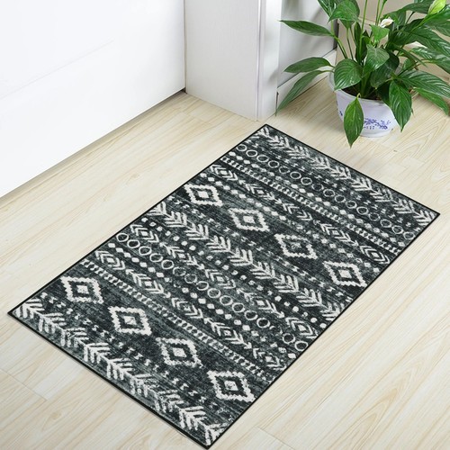 Kitchen Rugs Non Slip Washable Rugs for Entryway, Boho Black White 2x3 Entry ...
