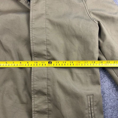 Topman Mens Olive Green Khaki Car Coat Jacket Size Small Hidden Button Placket image 7
