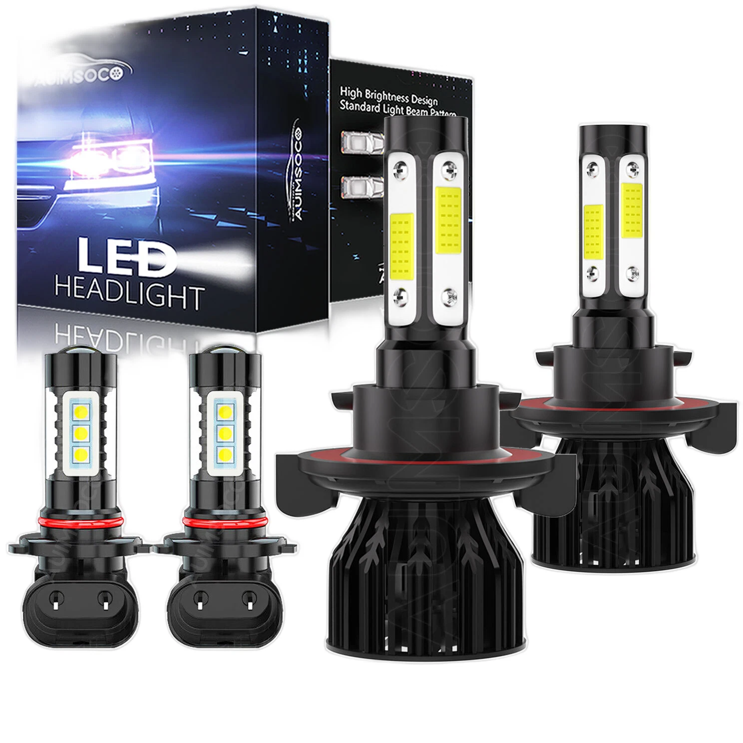 For 2004-2014 Ford F-150 White LED Headlight Hi/Lo + Fog Light Bulbs Combo 4x