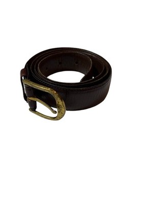 Yves Saint Laurent YSL Leather Belt Brown Brass Buckle Size  display picture 2