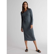 Quince Tencel Rib Knit Long Sleeve Maxi Dress Green Size Medium