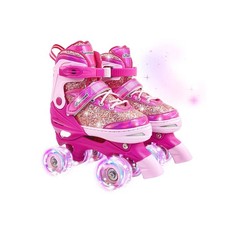 Kids Roller Skates for Girls Boys 4 Size Adjustable Ages 3-5 5-8 6-12 Quad Ro...