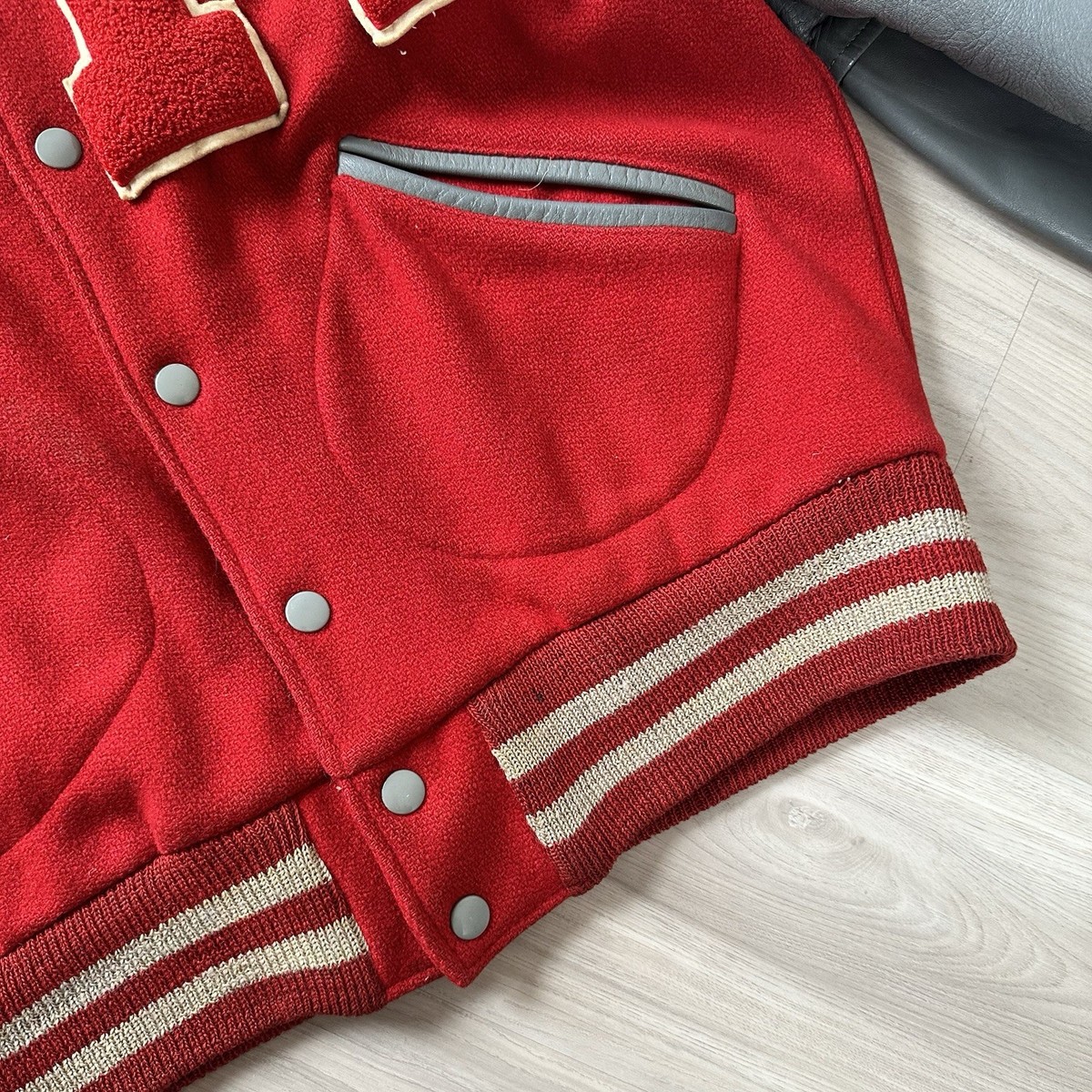 Vintage Butwin Varsity Jacket Mens 42 Red Wool Letterman USA 50s
