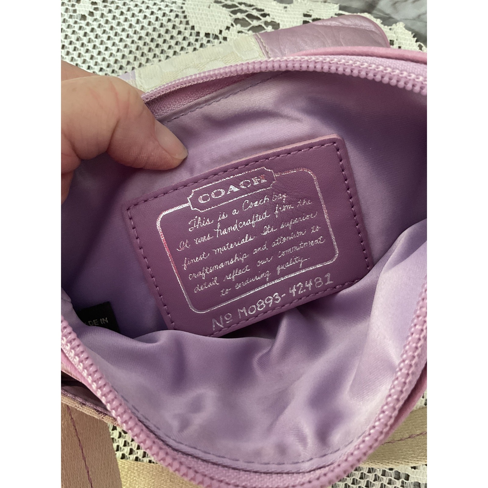 Coach Signature Patchwork Swingpack Lavender Silv… - image 4