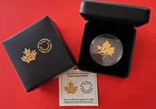 2025 Canada $20 Maple Leaf Black Rhodium Gilded HR PROOF 1oz Silver 999 Original Box