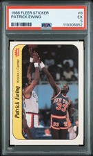 1986 FLEER STICKER #6 PATRICK EWING ROOKIE RC PSA 5