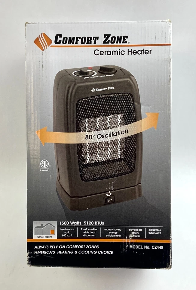 Comfort Zone CZ448 Oscillating Ceramic Space Heater 120V Black - Image 4 of 4
