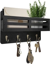 Key Holder Wall Mount, 10 inch Decorative Key and Mail Holder for Wall, with Mai