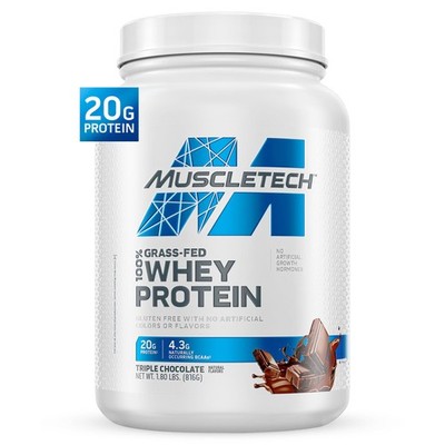 Whey Protein Powder Grass Fed Triple Chocolate 1.8LB 20g Muscletech