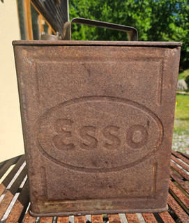 Vintage 1930's Original Esso Two Gallon Petrol Can with Brass Cap