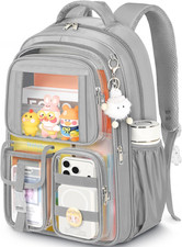 Clear Backpack for Girls, Heavy Duty Transparent Bookbag for Kids, See through C