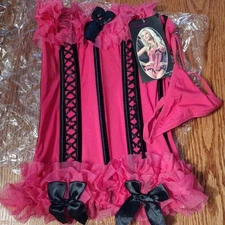 Seven Til Midnight Fushia Pink Ruffles Bustier Corset Women's Size M Sexy NWT