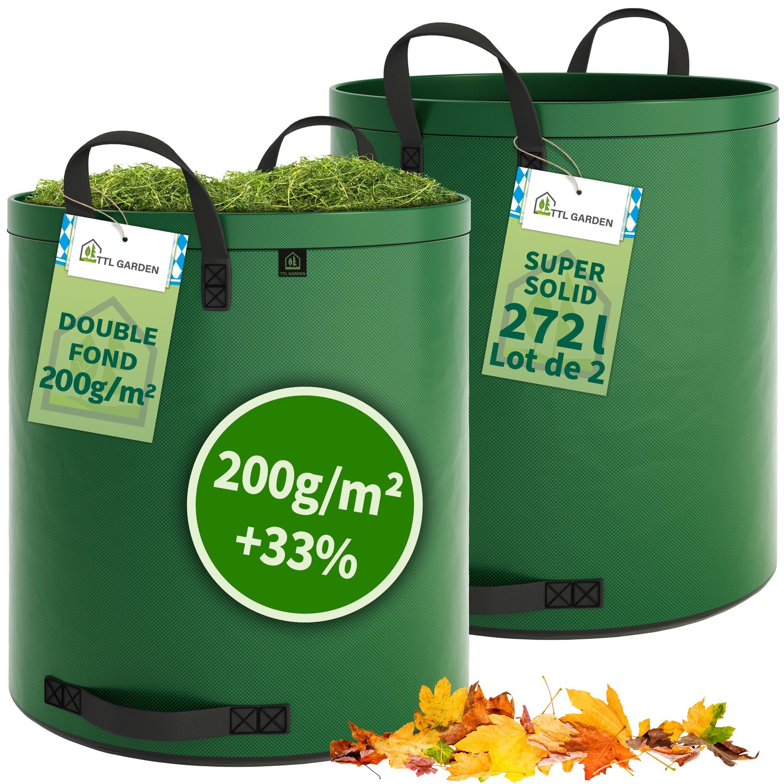 Sacs de jardin 272 l super solides pour stopper les déchirures