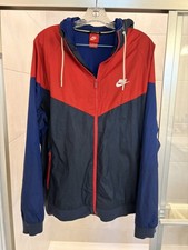 Nike Jacket Mens XL Blue Red Full Zip Hooded Windrunner Colorblock Vintage