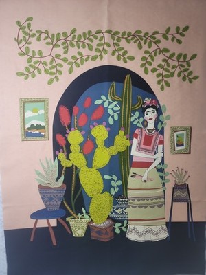 Alexander Henry Mi Casa Azul 30 x44  OOP 2022 Fabric Panel W/ Frida Kahlo