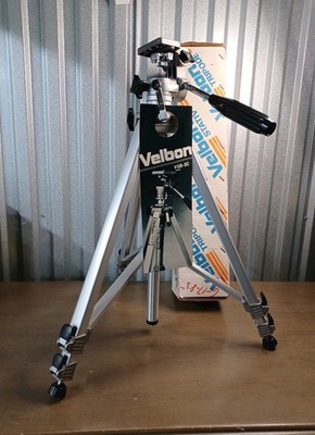 Velbon Camera Tripod VGB-3 Adjustable Heavy Duty Pan Tilt 3 Way  MINT ! 