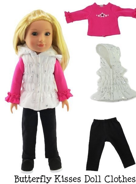 Doll Clothes Fit 14" Wellie Wishers Star Puffer Vest,Legging